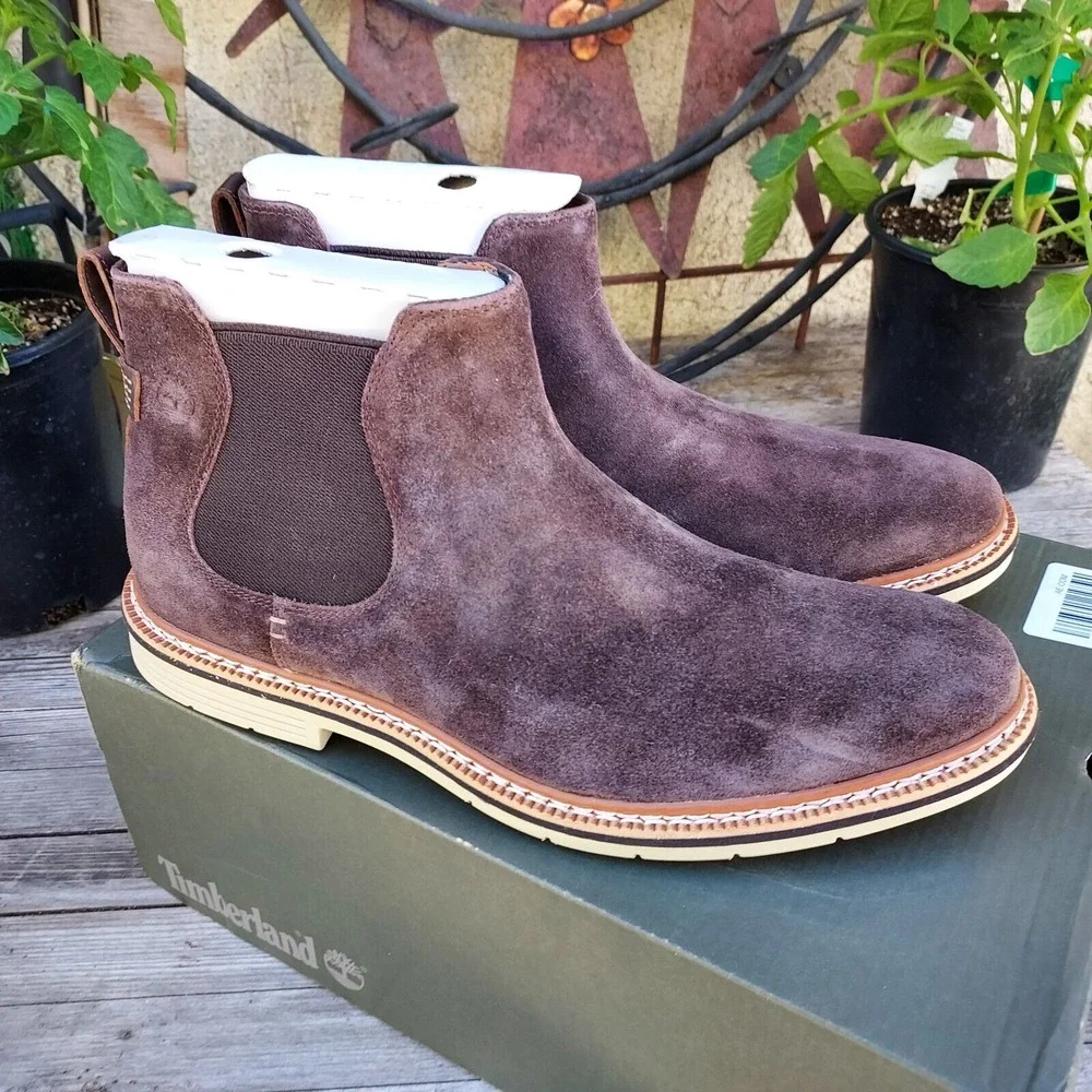 Timberland Boots Men's Size 10 Naples‎ Trail Chelsea Brown Suede Boots $130.00